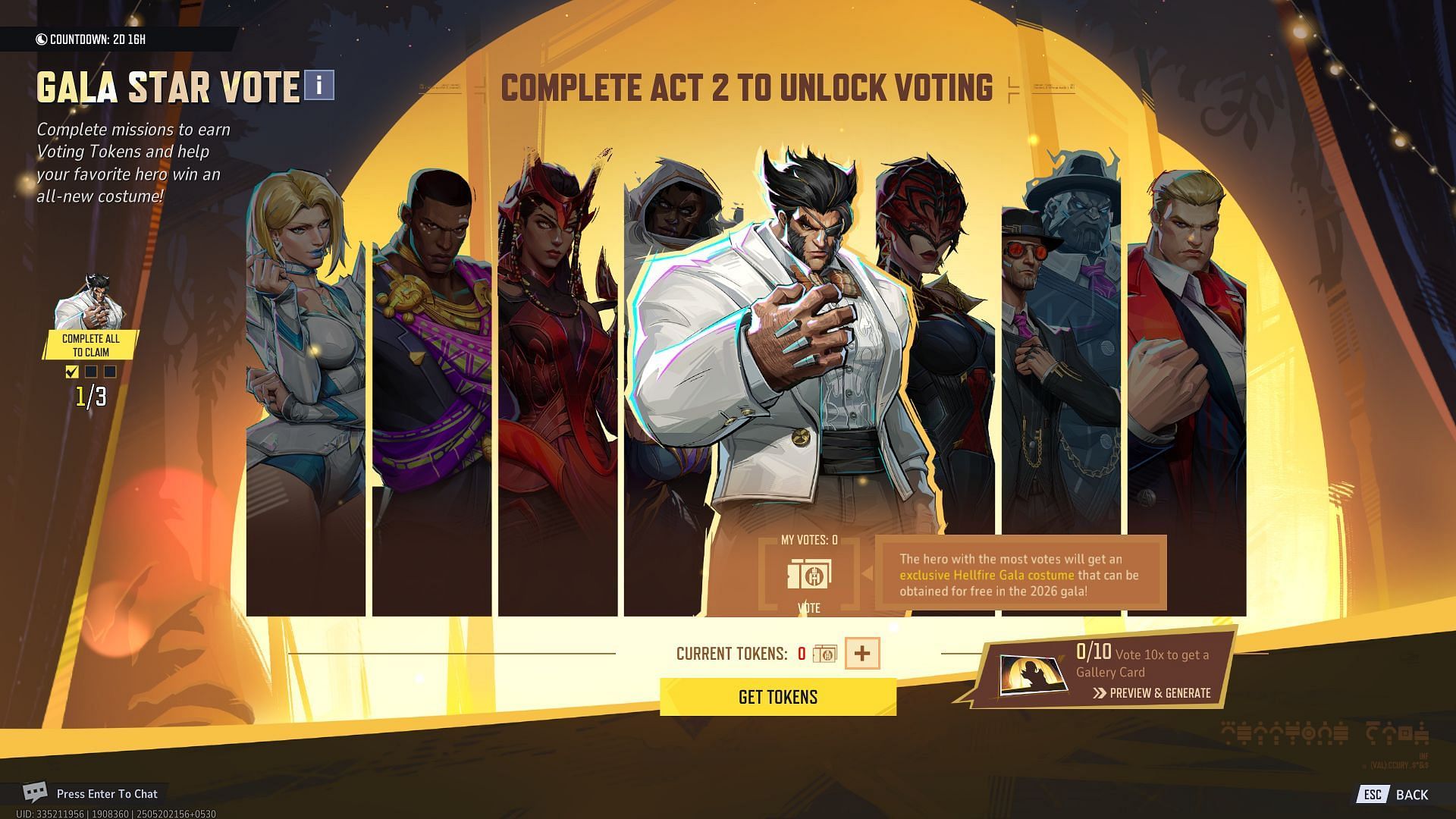 After casting all your votes, you’ll get to choose one exclusive Gallery Card in the Hellfire Gala Act 3 (Image via NetEase Games)